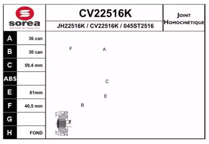 Шарнирный комплект (EAI: CV22516K)