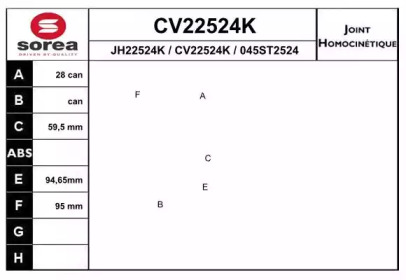 Шарнирный комплект (EAI: CV22524K)