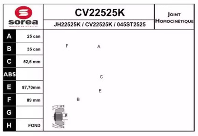 Шарнирный комплект (EAI: CV22525K)