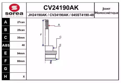 Шарнирный комплект (EAI: CV24190AK)