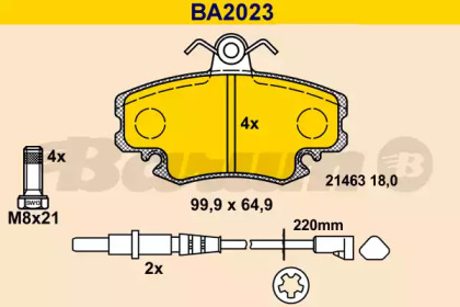 Комплект тормозных колодок (BARUM: BA2023)