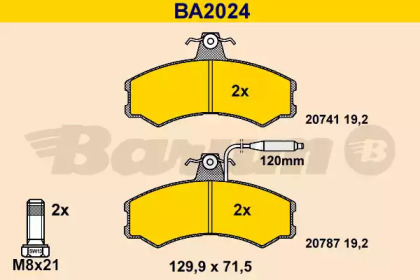 Комплект тормозных колодок (BARUM: BA2024)