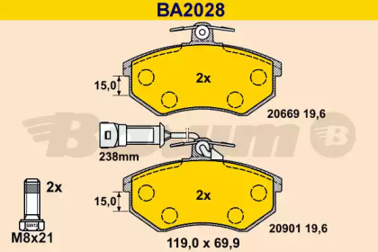 Комплект тормозных колодок (BARUM: BA2028)