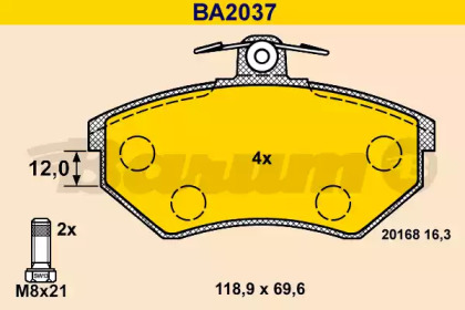 Комплект тормозных колодок (BARUM: BA2037)