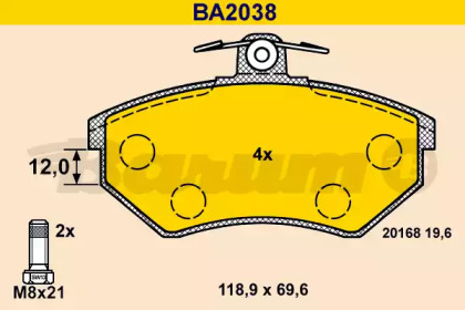 Комплект тормозных колодок (BARUM: BA2038)