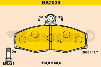 Комплект тормозных колодок (BARUM: BA2039)