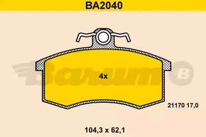 Комплект тормозных колодок (BARUM: BA2040)