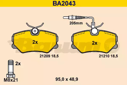 Комплект тормозных колодок (BARUM: BA2043)