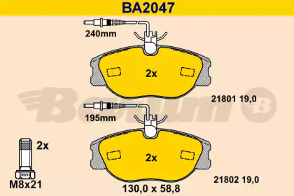 Комплект тормозных колодок (BARUM: BA2047)