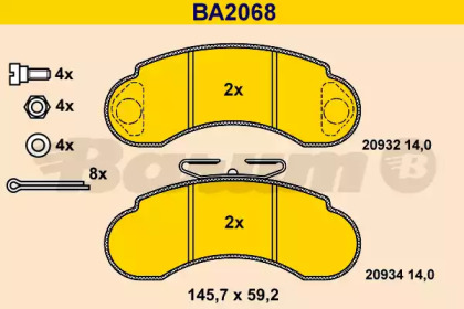 Комплект тормозных колодок (BARUM: BA2068)