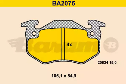 Комплект тормозных колодок (BARUM: BA2075)