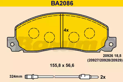 Комплект тормозных колодок (BARUM: BA2086)