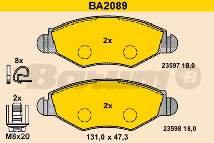 Комплект тормозных колодок (BARUM: BA2089)