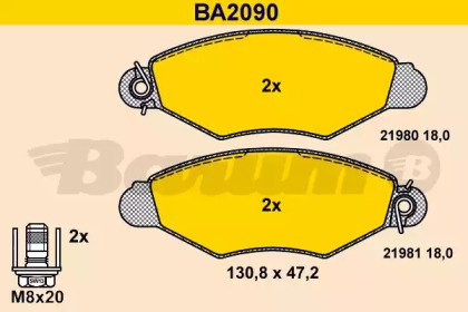 Комплект тормозных колодок (BARUM: BA2090)