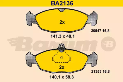 Комплект тормозных колодок (BARUM: BA2136)