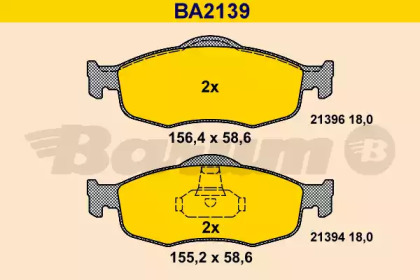 Комплект тормозных колодок (BARUM: BA2139)