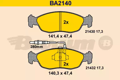 Комплект тормозных колодок (BARUM: BA2140)