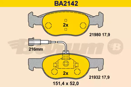 Комплект тормозных колодок (BARUM: BA2142)