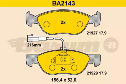 Комплект тормозных колодок (BARUM: BA2143)