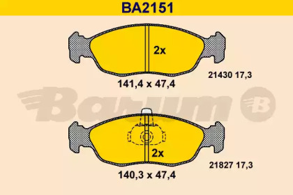 Комплект тормозных колодок (BARUM: BA2151)