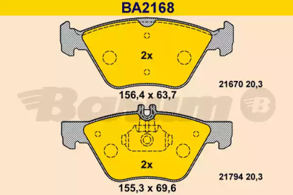 Комплект тормозных колодок (BARUM: BA2168)