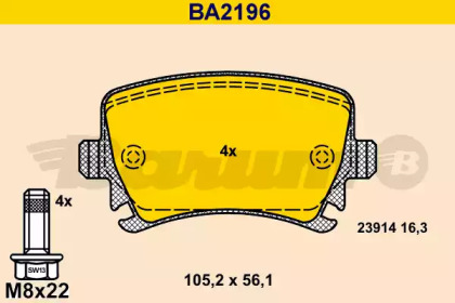 Комплект тормозных колодок (BARUM: BA2196)