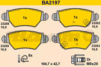 Комплект тормозных колодок (BARUM: BA2197)