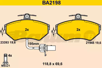 Комплект тормозных колодок (BARUM: BA2198)