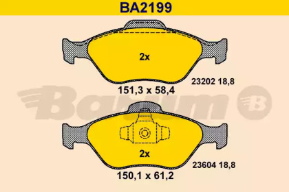 Комплект тормозных колодок (BARUM: BA2199)