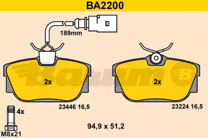 Комплект тормозных колодок (BARUM: BA2200)