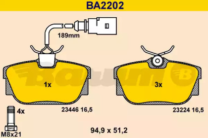 Комплект тормозных колодок (BARUM: BA2202)