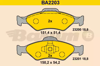 Комплект тормозных колодок (BARUM: BA2203)