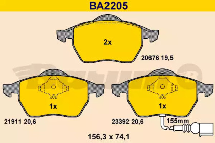 Комплект тормозных колодок (BARUM: BA2205)