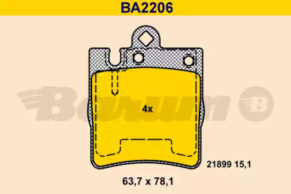 Комплект тормозных колодок (BARUM: BA2206)