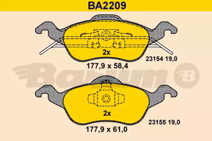 Комплект тормозных колодок (BARUM: BA2209)