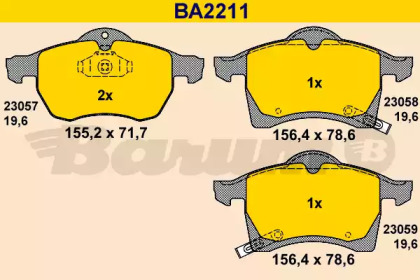 Комплект тормозных колодок (BARUM: BA2211)