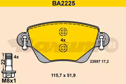 Комплект тормозных колодок (BARUM: BA2225)