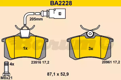 Комплект тормозных колодок (BARUM: BA2228)