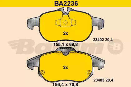 Комплект тормозных колодок (BARUM: BA2236)