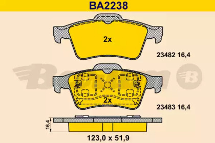 Комплект тормозных колодок (BARUM: BA2238)