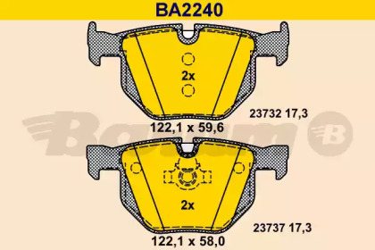 Комплект тормозных колодок (BARUM: BA2240)