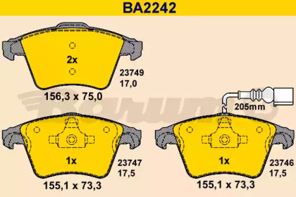 Комплект тормозных колодок (BARUM: BA2242)