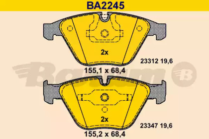 Комплект тормозных колодок (BARUM: BA2245)