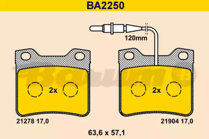 Комплект тормозных колодок (BARUM: BA2250)