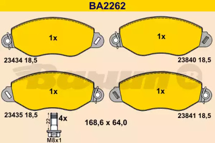 Комплект тормозных колодок (BARUM: BA2262)