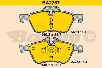 Комплект тормозных колодок (BARUM: BA2267)