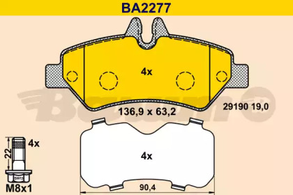 Комплект тормозных колодок (BARUM: BA2277)