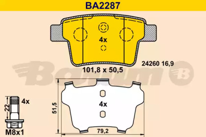 Комплект тормозных колодок (BARUM: BA2287)