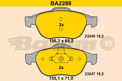 Комплект тормозных колодок (BARUM: BA2288)