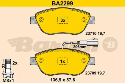 Комплект тормозных колодок (BARUM: BA2299)